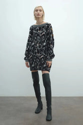 Maglie Donna Akep - Maxi Pull Jacquard Maculato - Multicolore