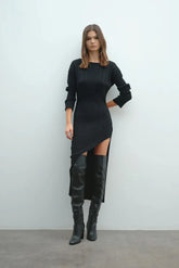 Vestiti casual Donna Akep - Abito Lungo A Costine - Nero