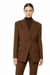 Giacche Donna RUE•8ISQUIT - Doppiopetto Over Diagonale - Marrone