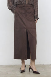 Eleh Women's Casual Skirts - Skirt - Brown