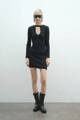 Vestiti casual Donna Akep - Abito Corto In Costina - Nero