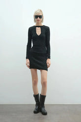 Vestiti casual Donna Akep - Abito Corto In Costina - Nero