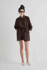 MeiMeiJ Women's Shorts - Roots Shorts - Brown