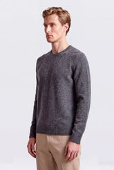 Drumohr Men's Knitwear - Brushed Long-Sleeve Crew Neck - Grey
