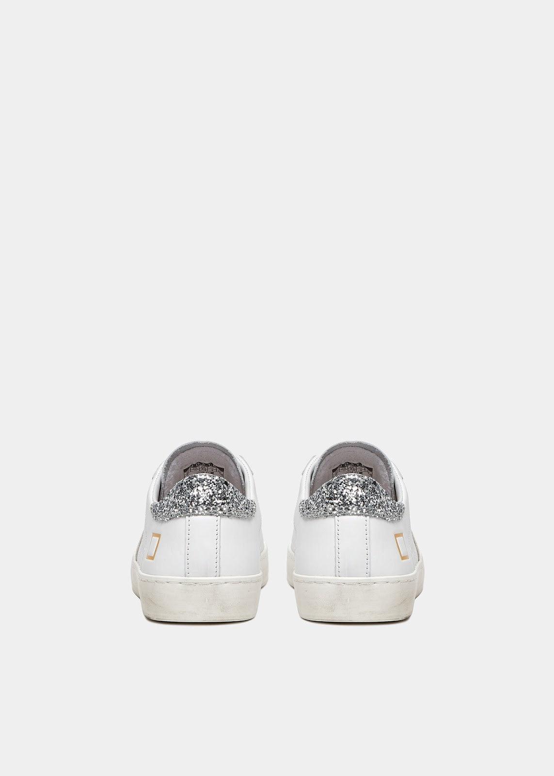 Sneaker Donna D.A.T.E. - Hill Low Calf White-Silver W8B - Argento - Inà Boutique