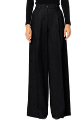 Pantaloni Donna RUE•8ISQUIT - Panta Palazzo Piega Basic - Nero