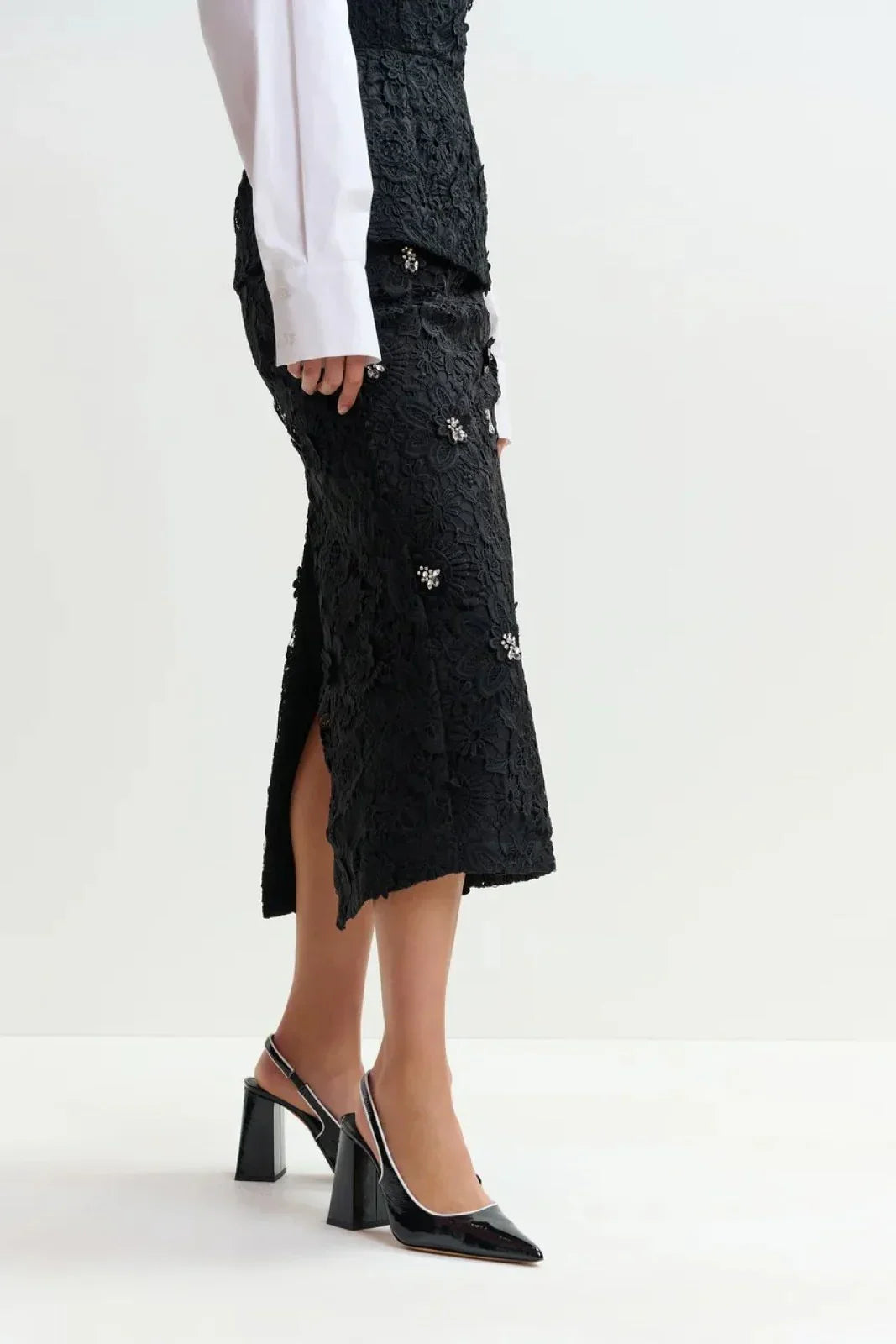 Essentiel Antwerp Women's Casual Skirts - Lace Pencil Skirt - Black