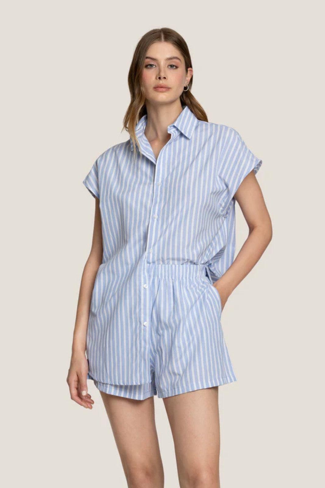 Pantaloncini Donna 4Giveness - Short Vertical Lines - Azzurro