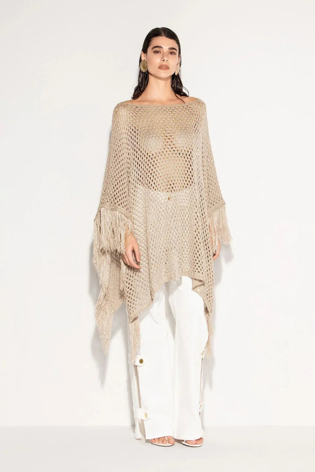 Akep Women's Ponchos and Capes - Sequin Poncho - Sand