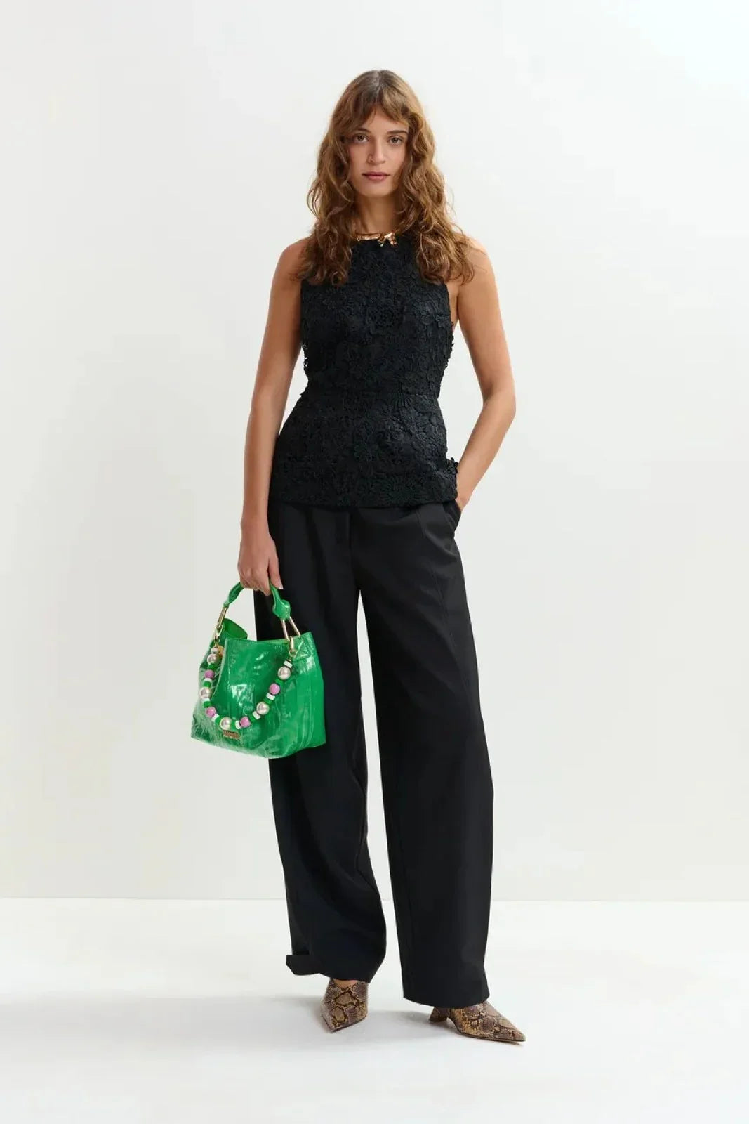 Canotte e top Donna Essentiel Antwerp - Lace Halter Top - Nero