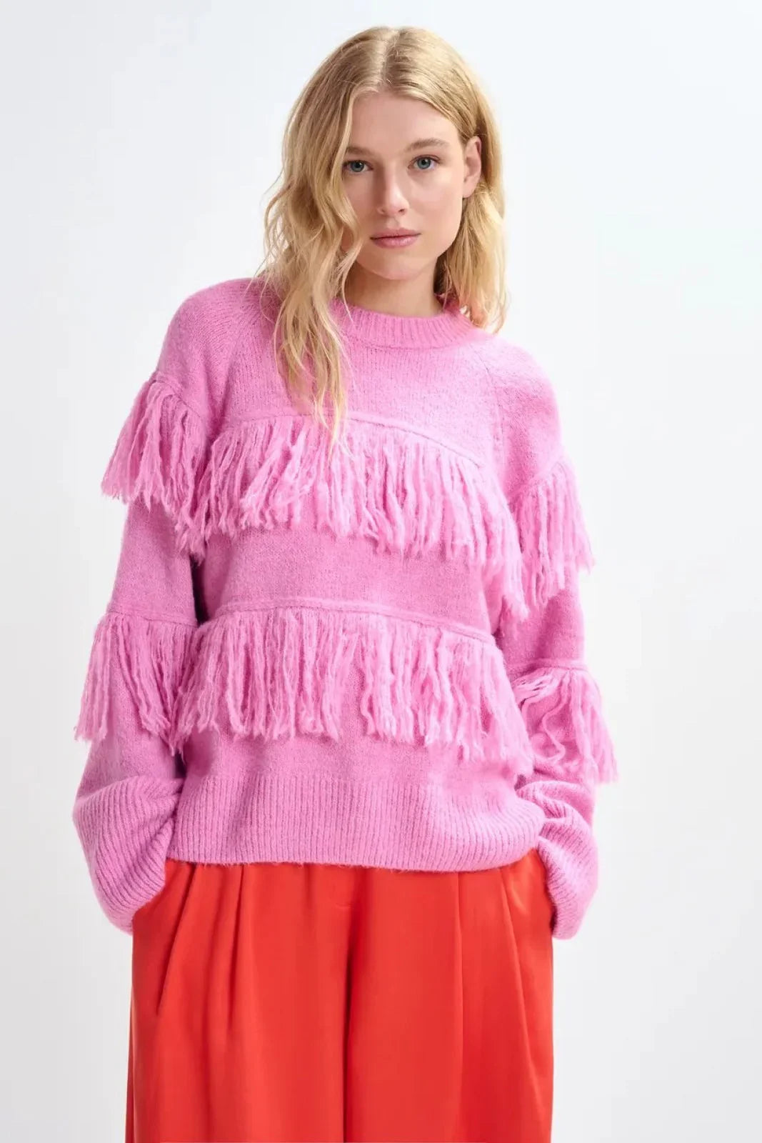 Maglioni Donna Essentiel Antwerp - Pullover With Fringes - Rosa