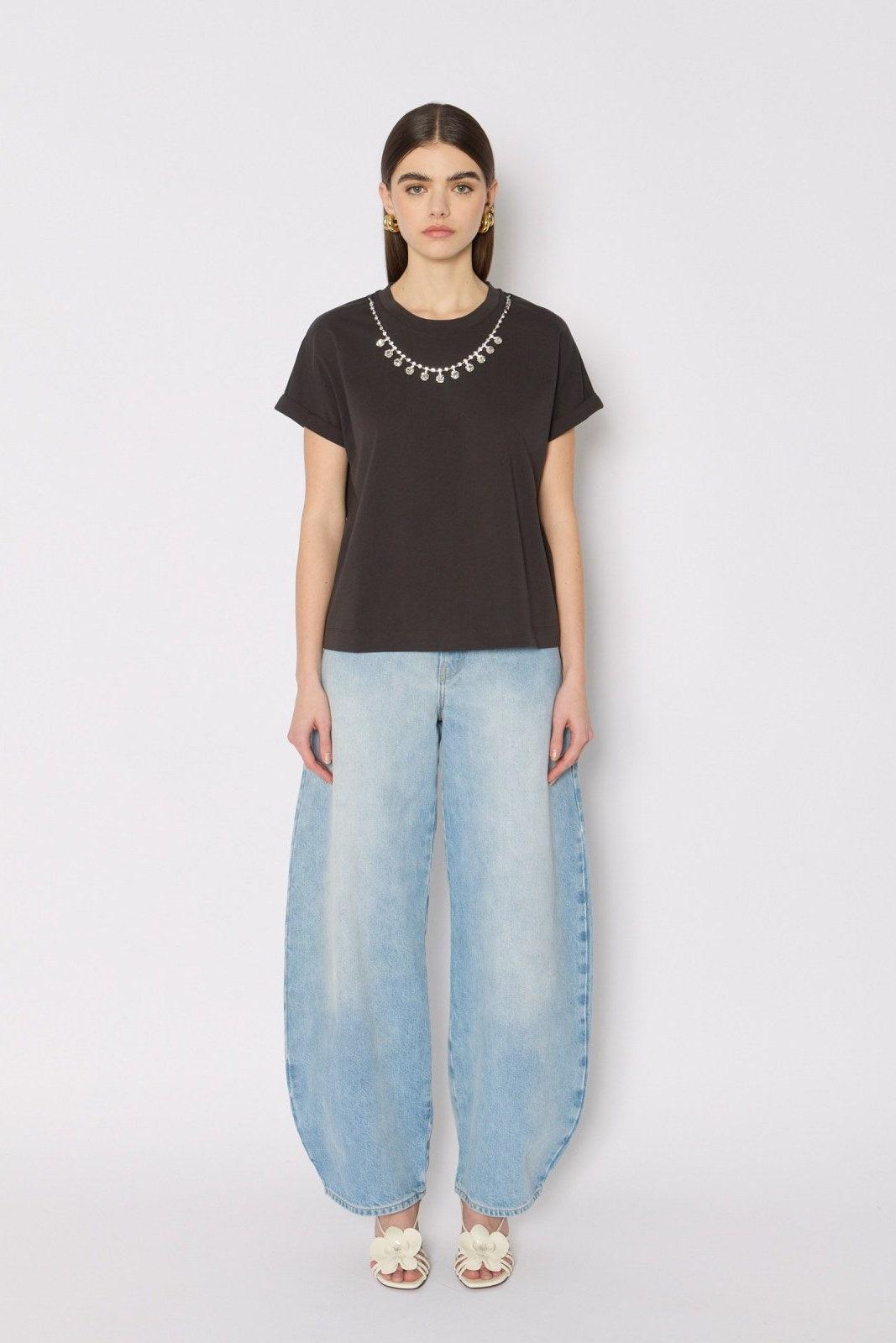 T-shirt Donna Berenice - Tshirt Collier - Grigio