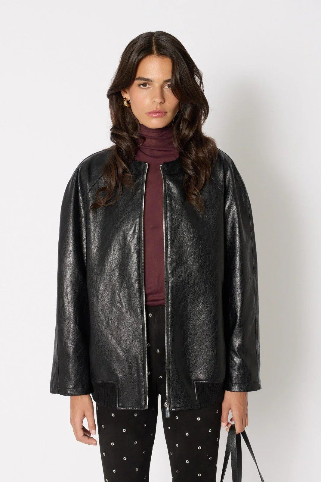 Berenice Women's Jackets - Leather-Like Blouson - Black