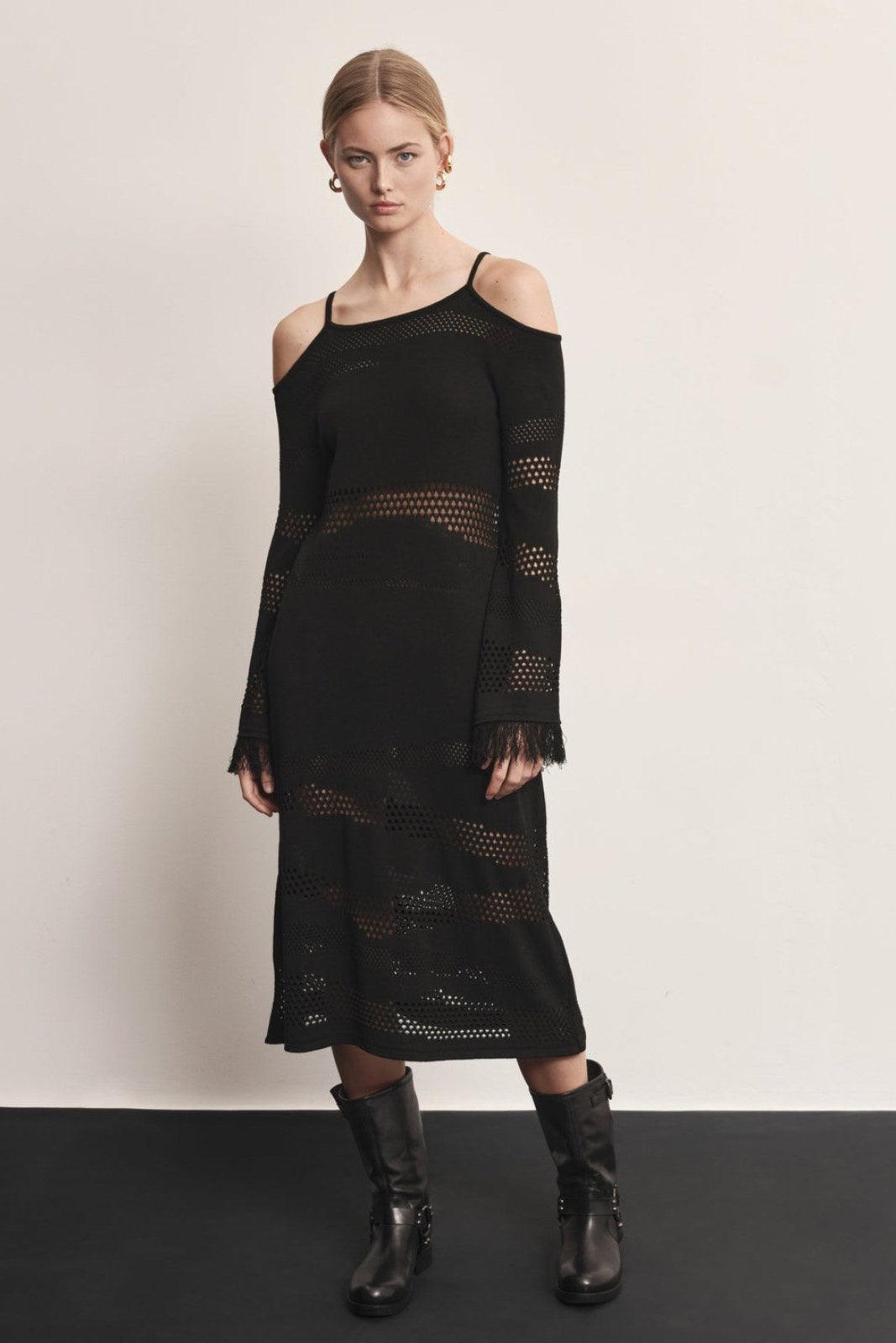 Vestiti casual Donna Akep - Abito Lungo A Rete - Nero