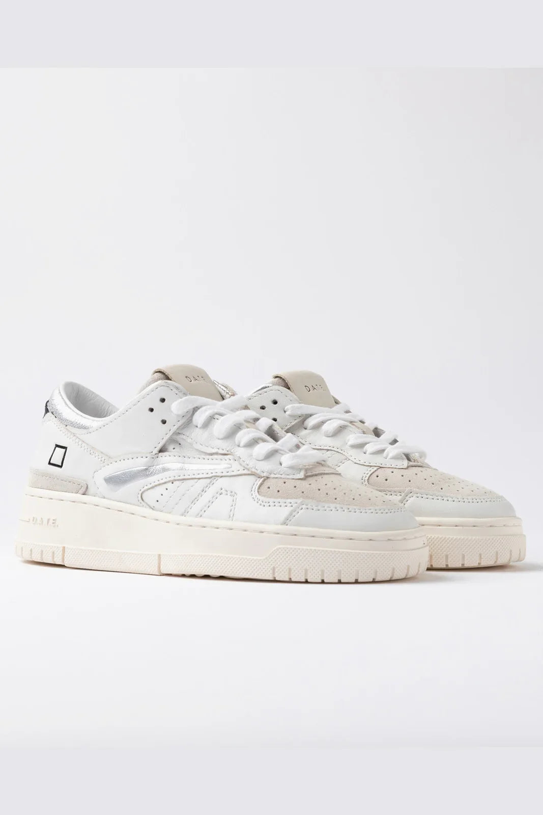 Sneaker Donna D.A.T.E. - Torneo Shiny White-Silver - Bianco