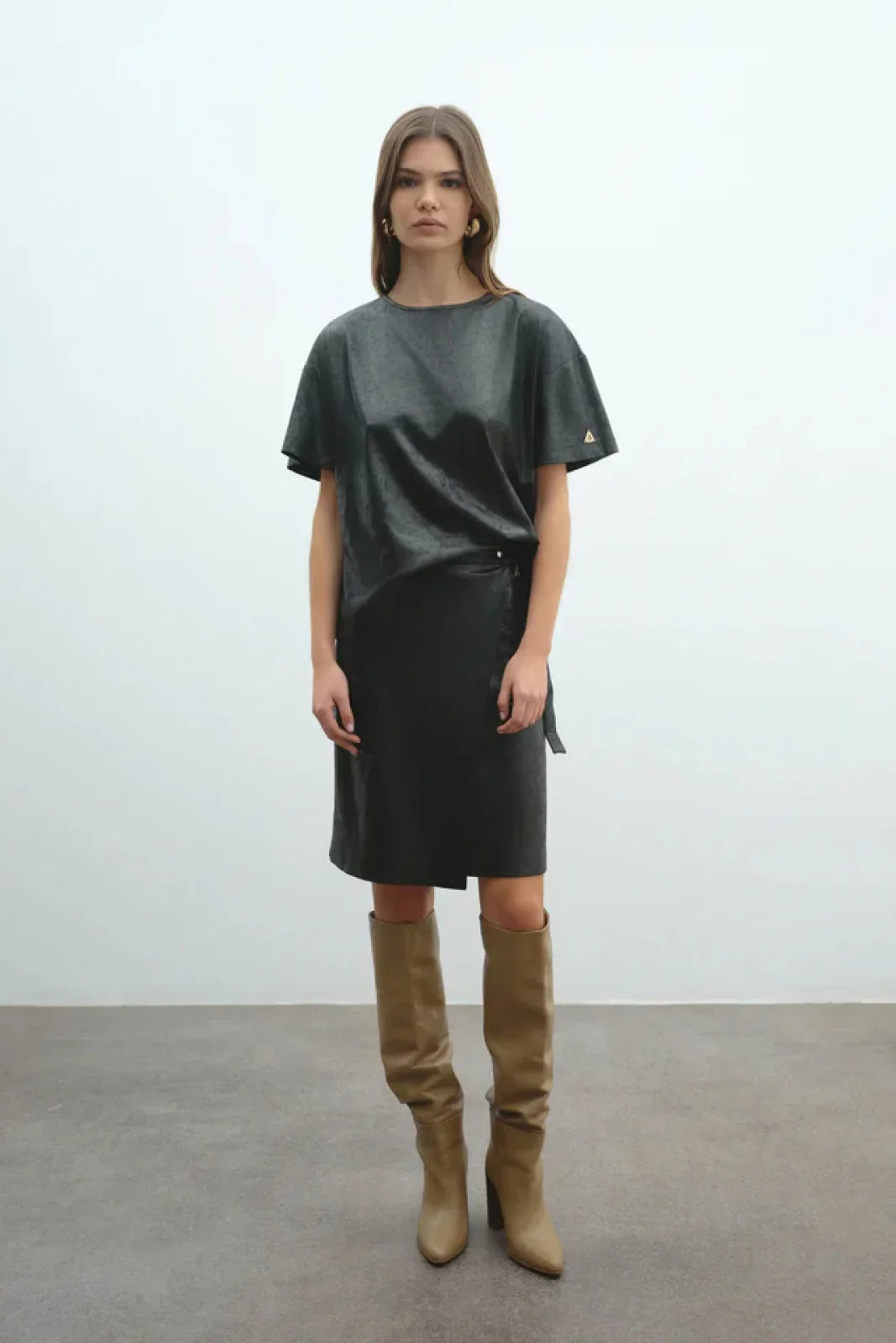 Gonne casual Donna Akep - Gonna Longuette In Dainetto - Nero
