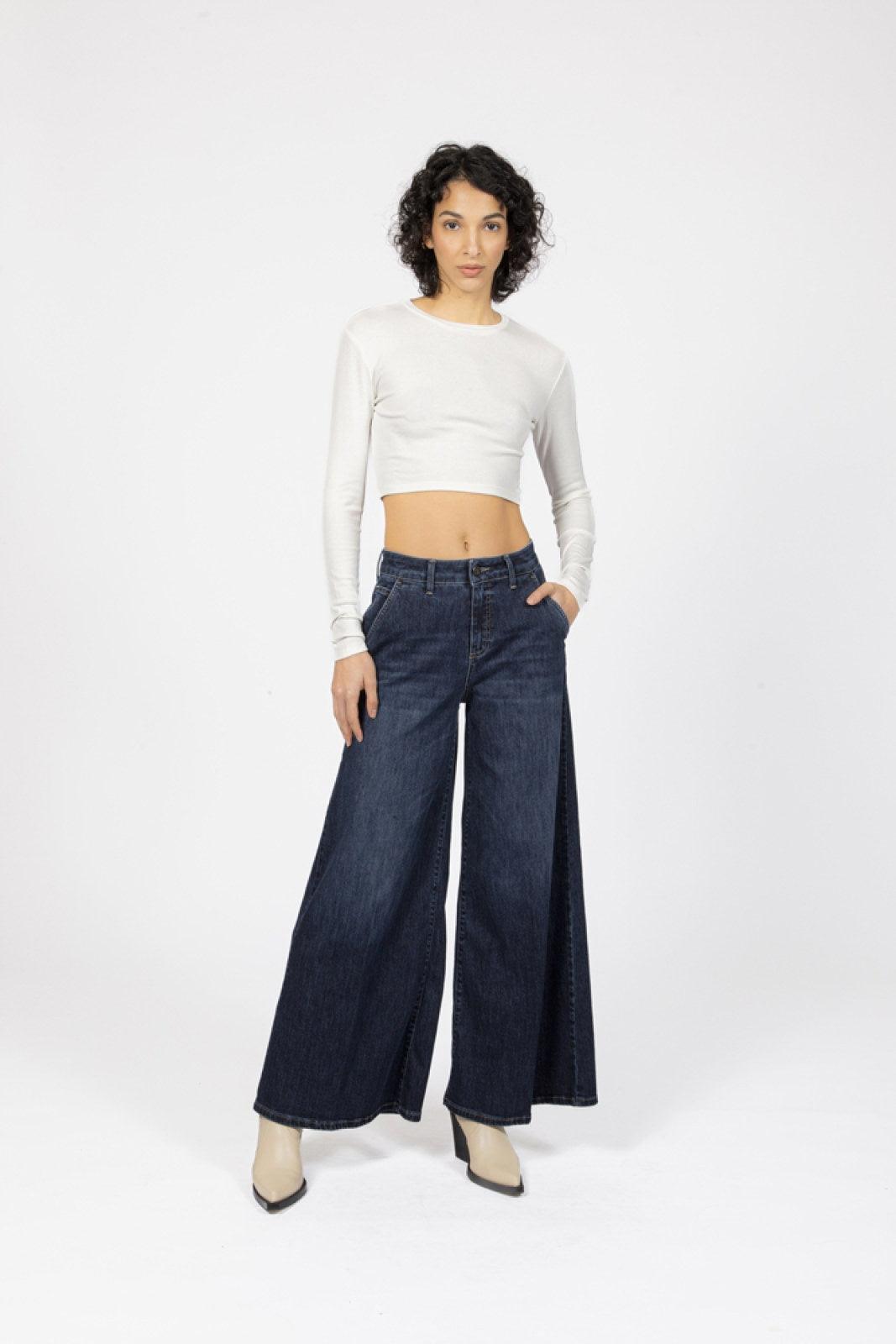 Jeans Donna Cigala's - Pantalone Palazzo Medium - Denim