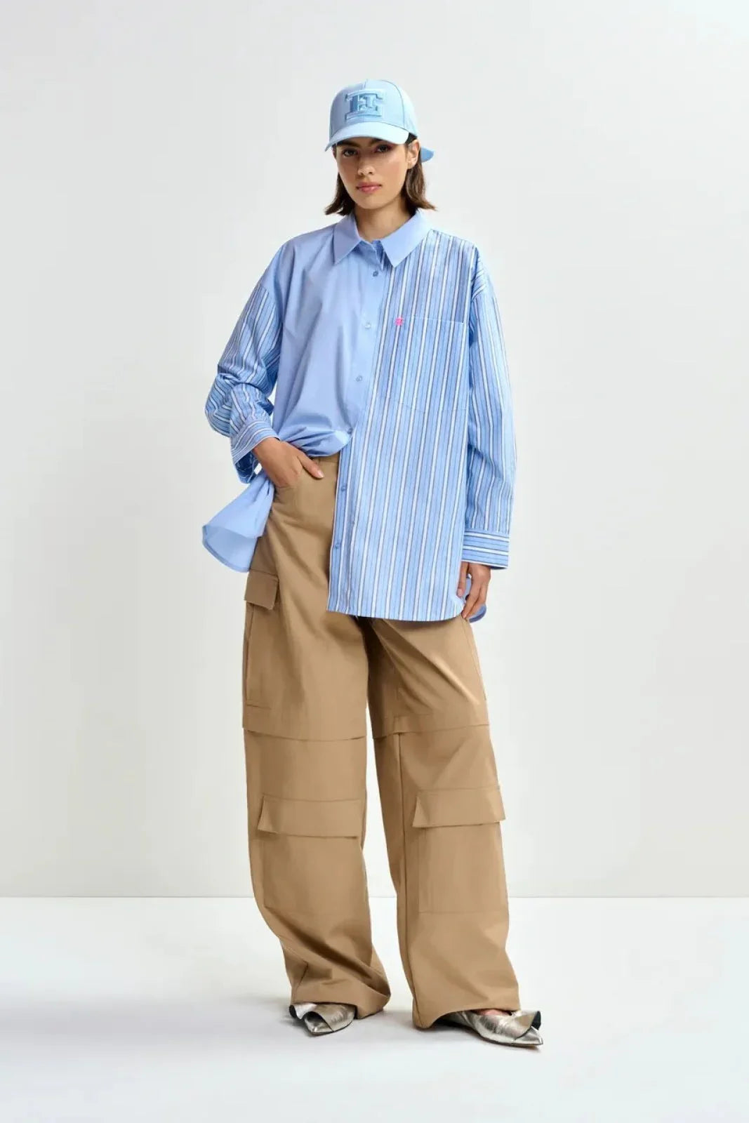 Camicie Donna Essentiel Antwerp - Patchwork Shirt - Celeste