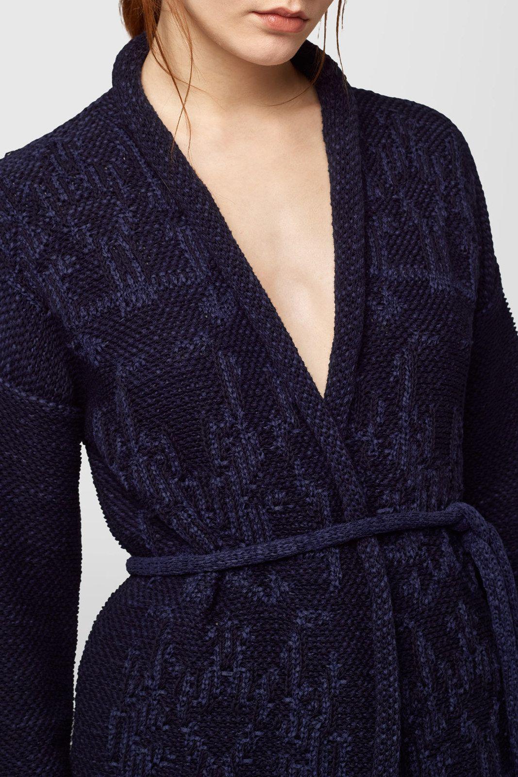 Cardigan Donna Alpha Studio - Maxi Cardigan Con Cintura - Blu