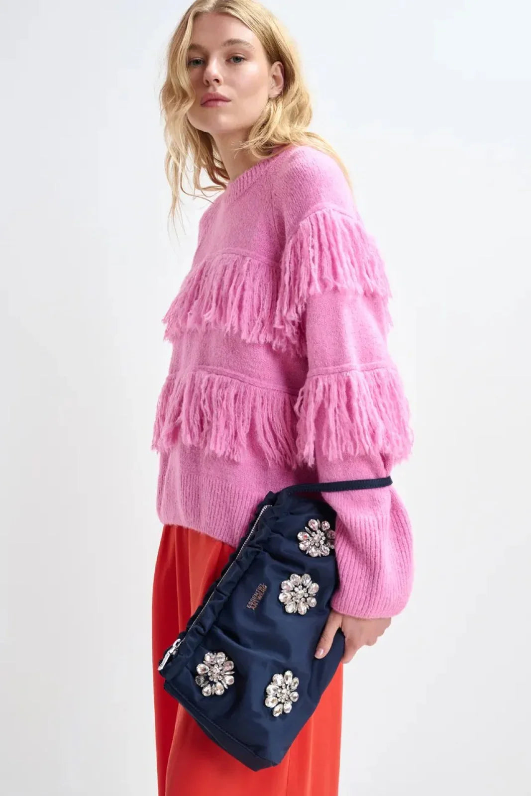 Maglioni Donna Essentiel Antwerp - Pullover With Fringes - Rosa