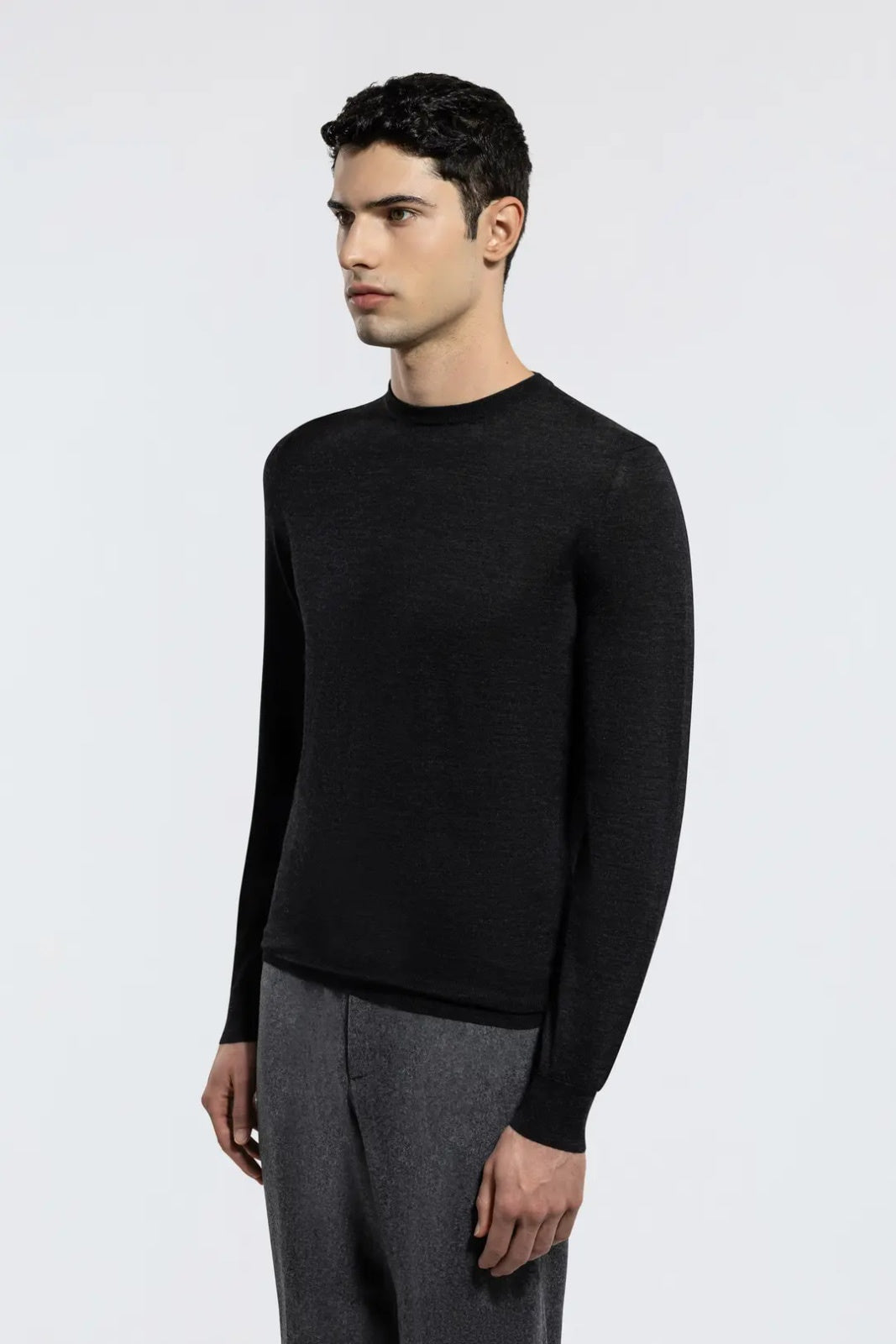 Drumohr Men's Knitwear - Long Sleeve Crew Neck - Black