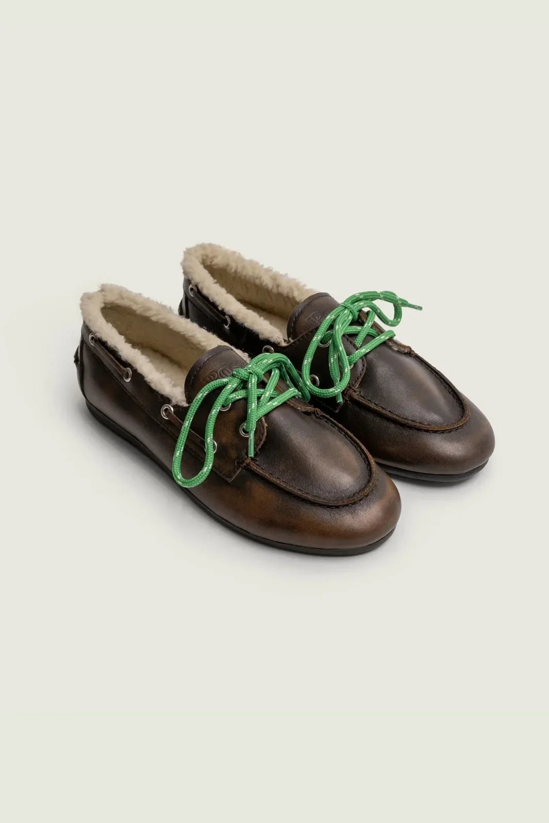 Mocassino Posa Boat Loafer Brushed Fur Leather Donna – Marrone