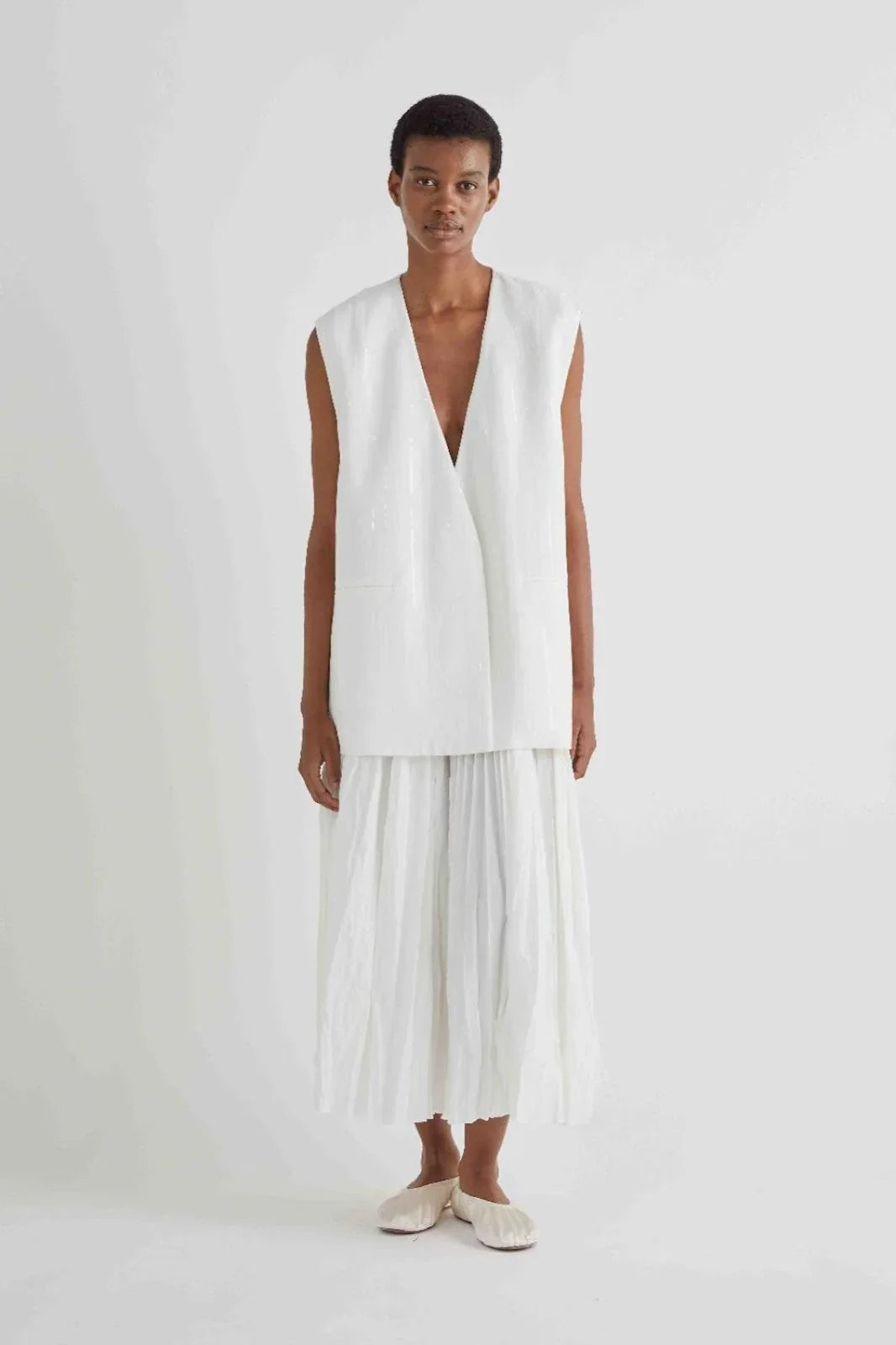 Gilet Donna MeiMeiJ - Gilet Over-Size - Bianco