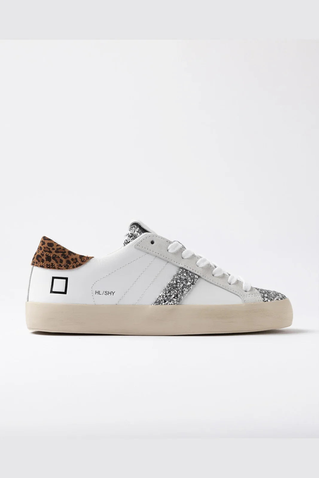 Sneaker Donna D.A.T.E. - Hill Low Shiny White-Leopard - Multicolore